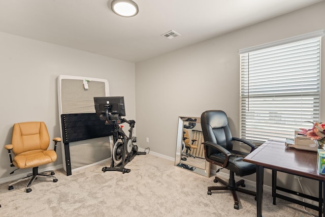 office area with light carpet