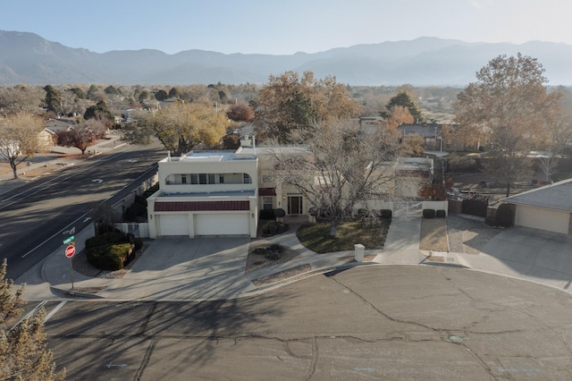 drone / aerial view featuring a mountain view