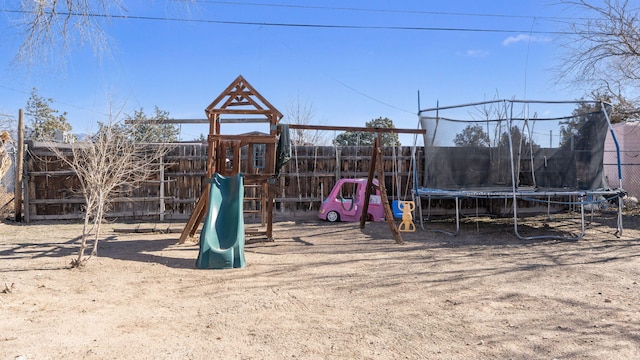 view of play area featuring a trampoline