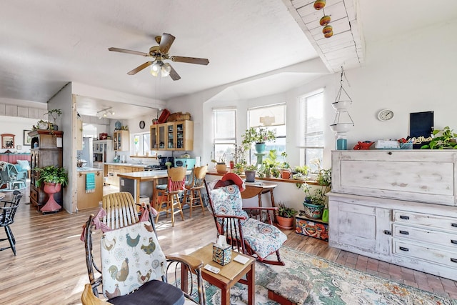 6284 State Highway 55, Mountainair, NM 87036 - living area featuring a ceiling fan and light wood-style flooring