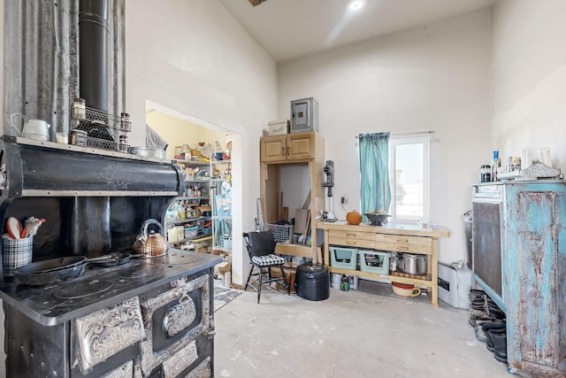 6284 State Highway 55, Mountainair, NM 87036 - misc room with unfinished concrete flooring and a towering ceiling