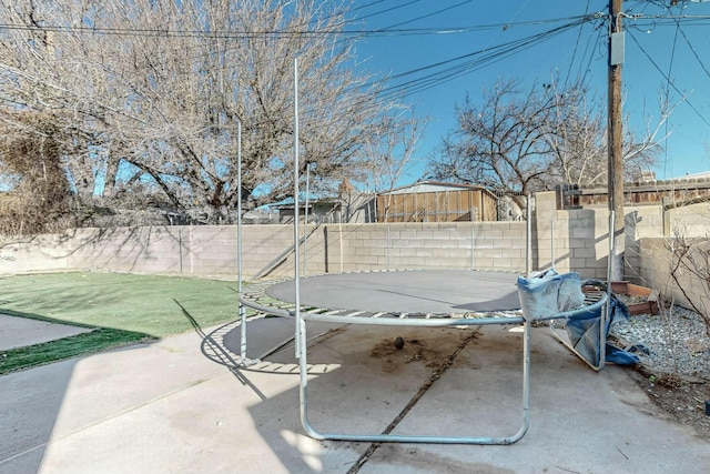 view of patio / terrace with a trampoline