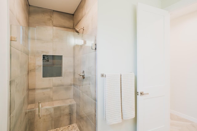 bathroom featuring walk in shower