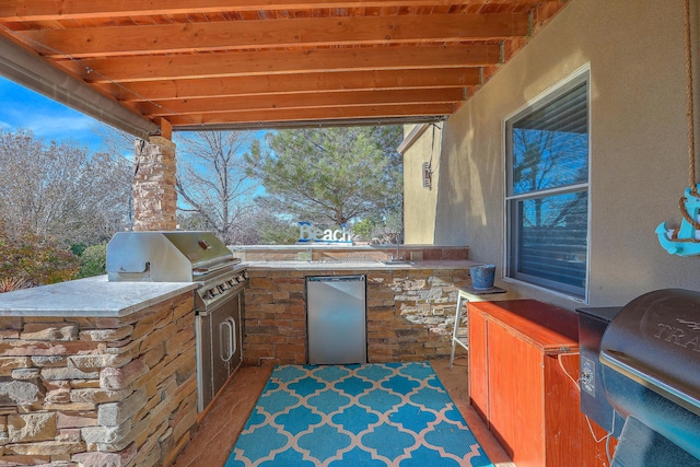 view of patio / terrace featuring area for grilling and a sink