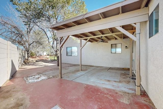 view of patio / terrace featuring ceiling fan