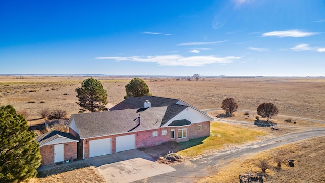 aerial view with a rural view