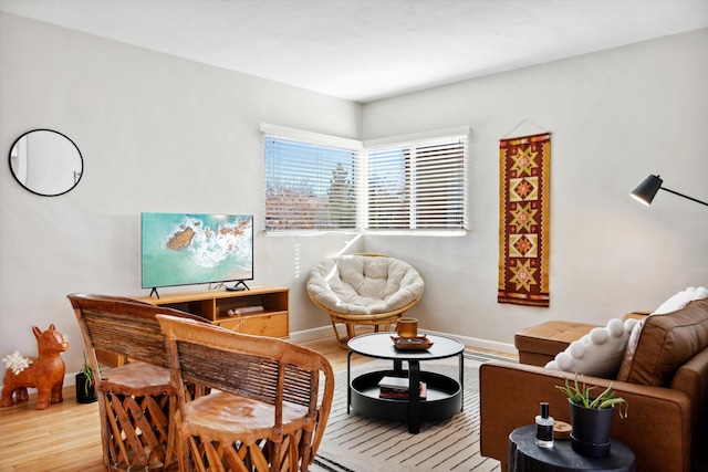 sitting room featuring light hardwood / wood-style floors