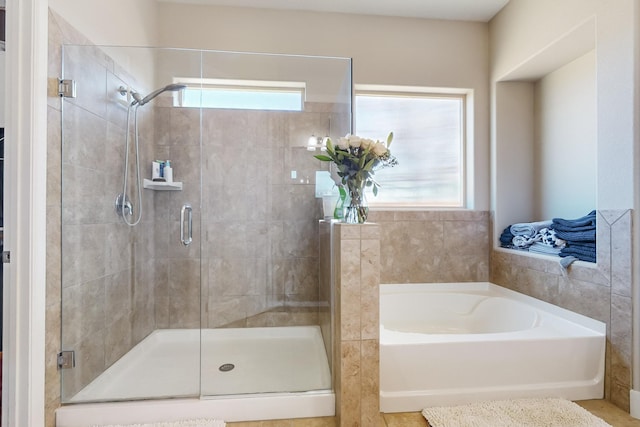 bathroom with plus walk in shower