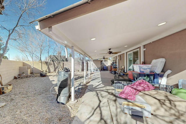 view of patio / terrace featuring ceiling fan