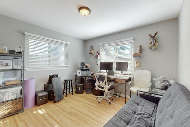 office area with hardwood / wood-style flooring