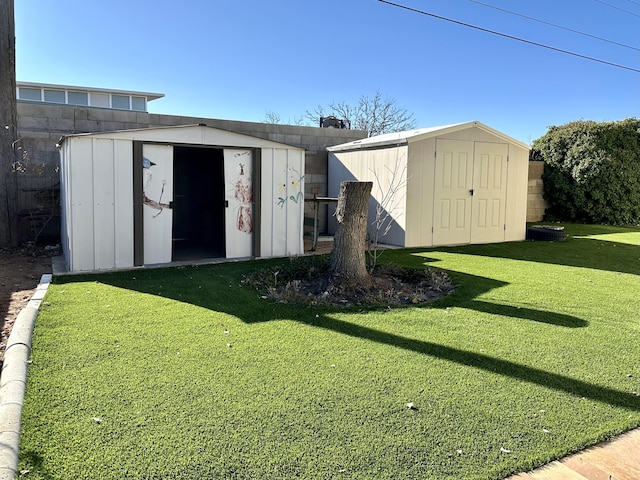 view of outdoor structure with a lawn