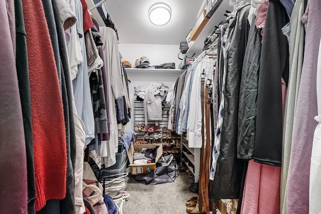 spacious closet with carpet