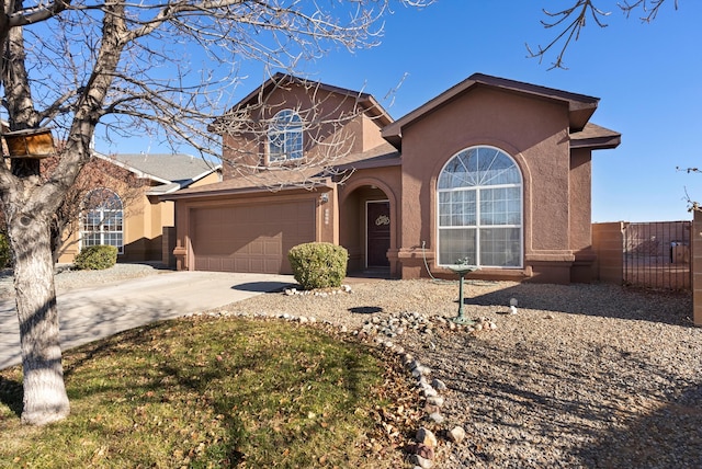 view of front of property with a garage