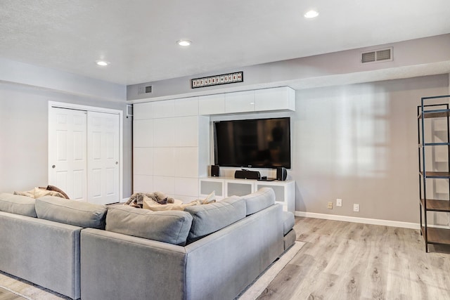 living room featuring light hardwood / wood-style floors