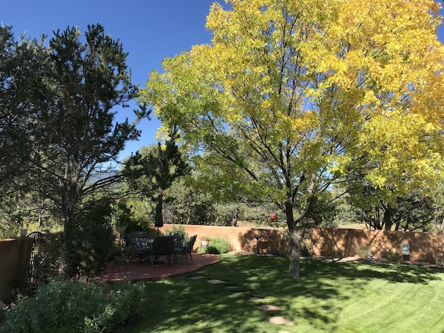 2 Chaco Ct, Sandia Park, NM 87047 - fenced backyard with a patio area