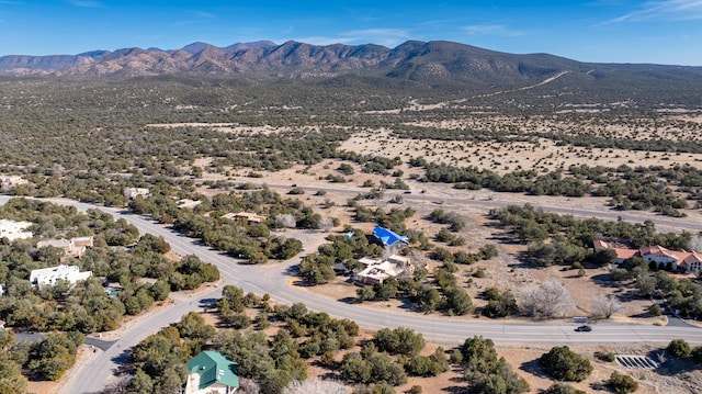 birds eye view of property with a mountain view