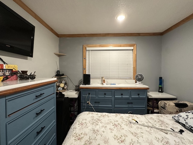 bedroom featuring crown molding