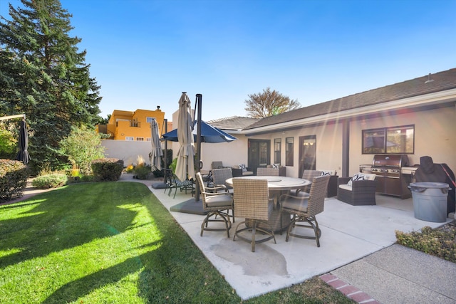 view of patio with an outdoor living space and area for grilling