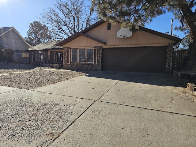 single story home with a garage