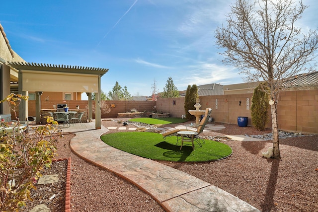 view of yard featuring a fenced backyard and a patio