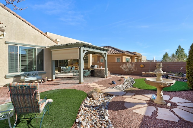 view of yard featuring a patio area and fence