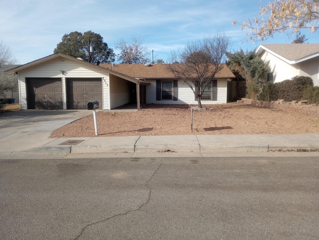 single story home with a garage