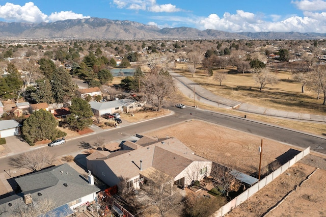 drone / aerial view with a mountain view