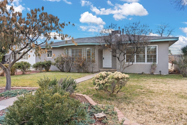 ranch-style house featuring a front yard