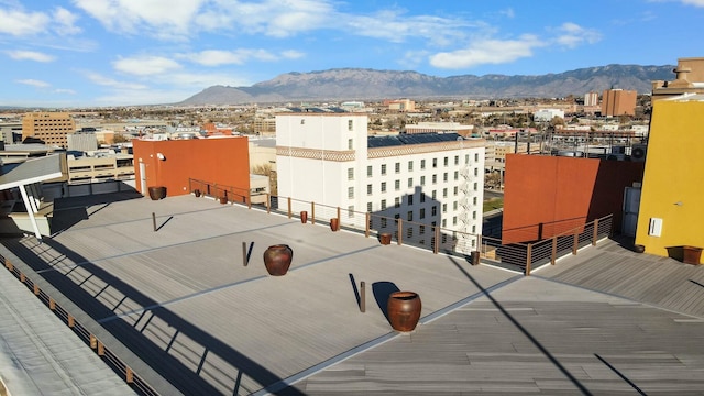 bird's eye view with a mountain view