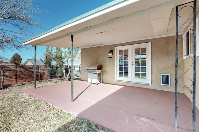 view of patio with french doors and grilling area