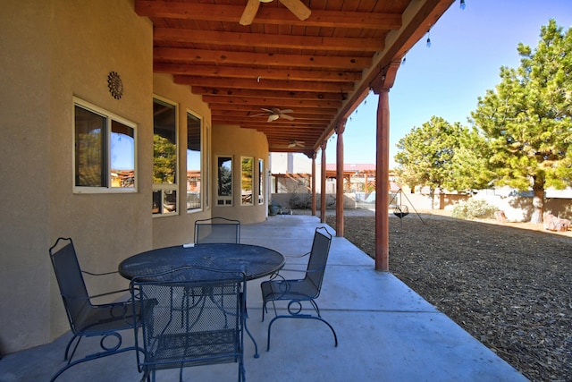 view of patio with ceiling fan