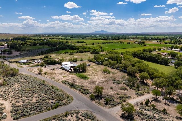 drone / aerial view featuring a mountain view and a rural view