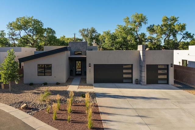 contemporary home with a garage