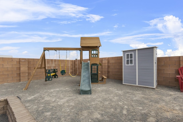 view of playground with a fenced backyard