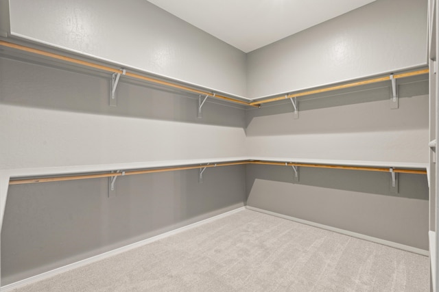 spacious closet with light colored carpet