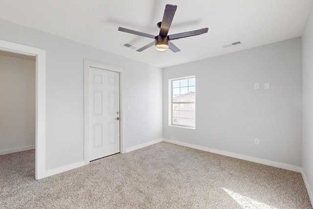 unfurnished bedroom with carpet flooring and ceiling fan