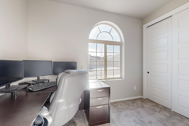 office with light colored carpet