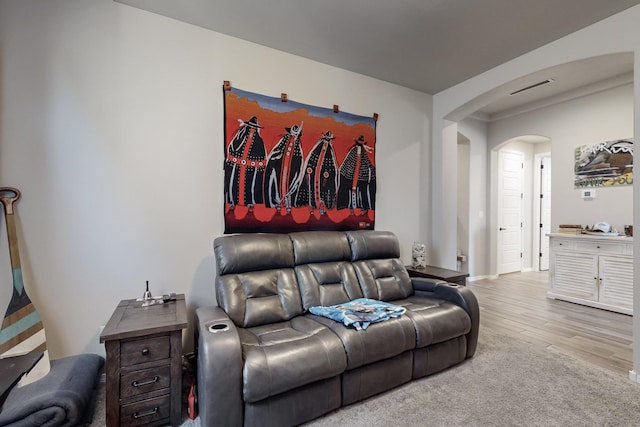 living room featuring light hardwood / wood-style flooring