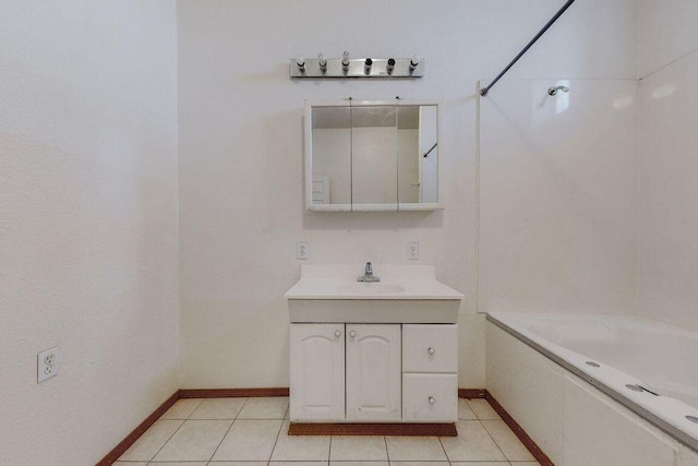 bathroom with tile patterned floors and vanity