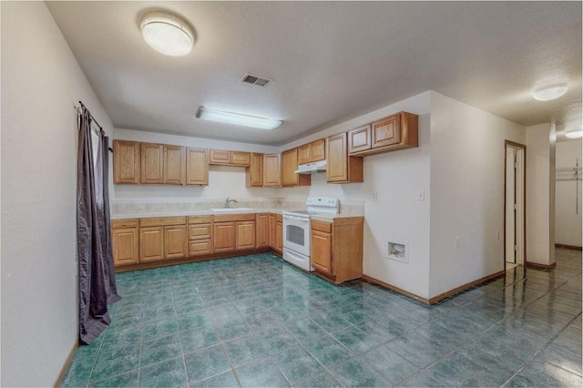 kitchen featuring sink and white electric stove