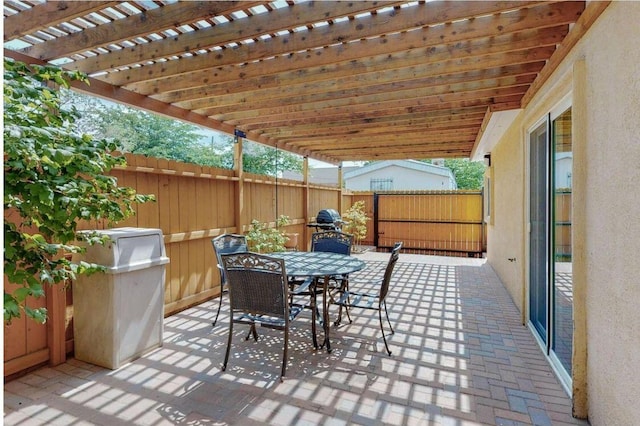 view of patio with a pergola