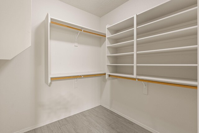 spacious closet featuring light wood-type flooring