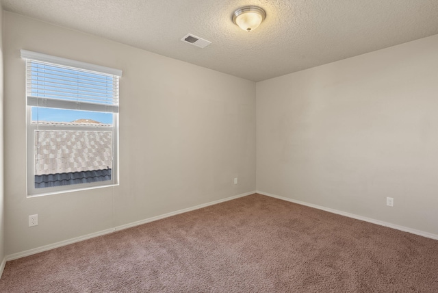 spare room with carpet and a textured ceiling