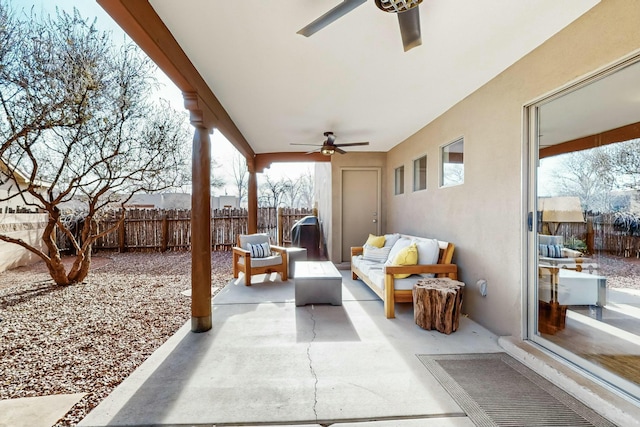 view of patio / terrace with outdoor lounge area and ceiling fan