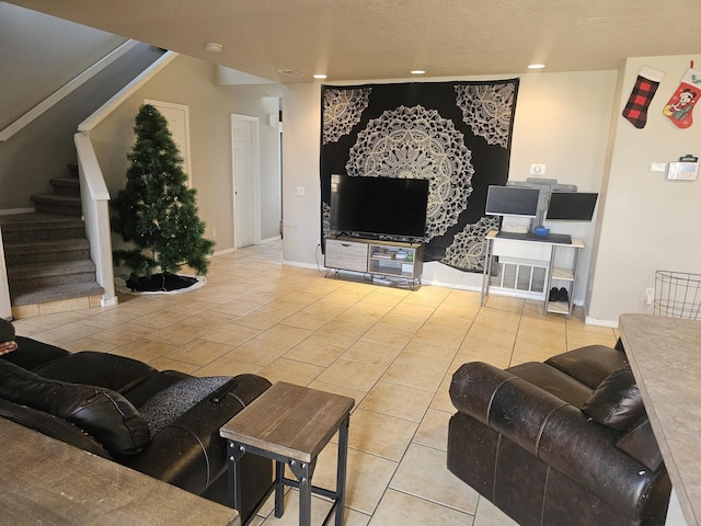 view of tiled living room