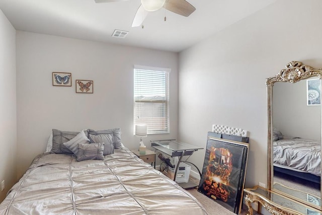 bedroom featuring ceiling fan