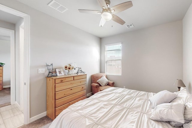 bedroom featuring ceiling fan