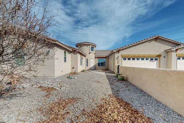 exterior space with a garage