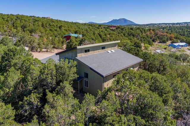 drone / aerial view with a mountain view