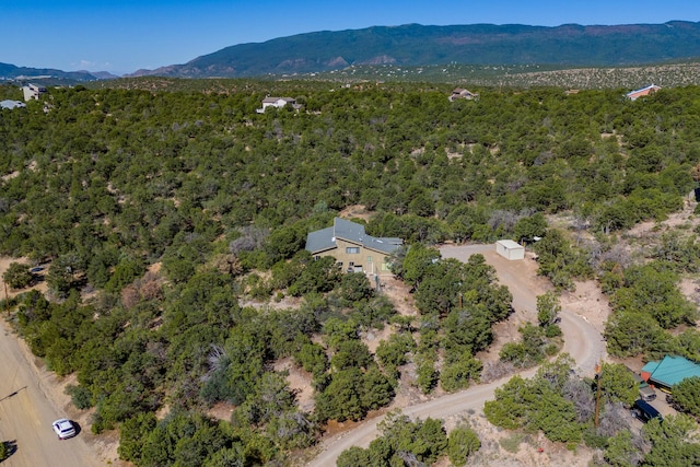 birds eye view of property with a mountain view